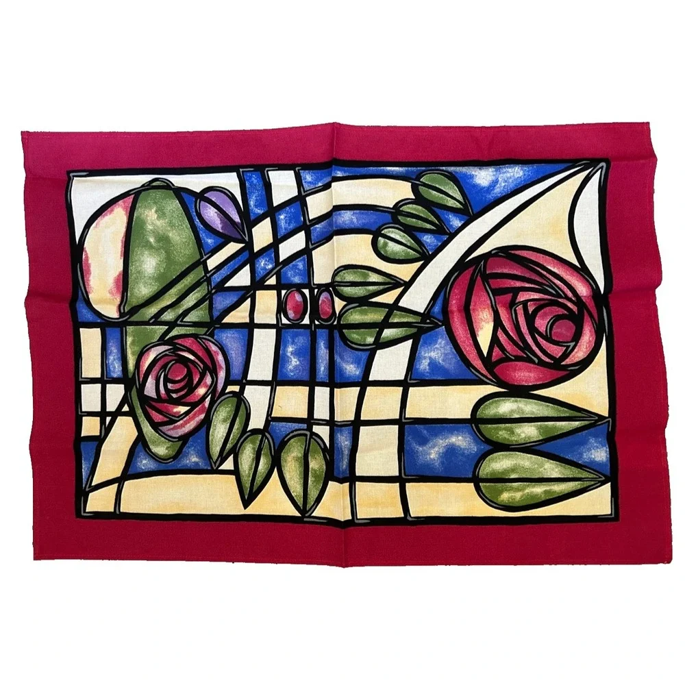 Past Times Charles Rennie Mackintosh Rose Cotton Tea Towel Art Nouveau Glasgow